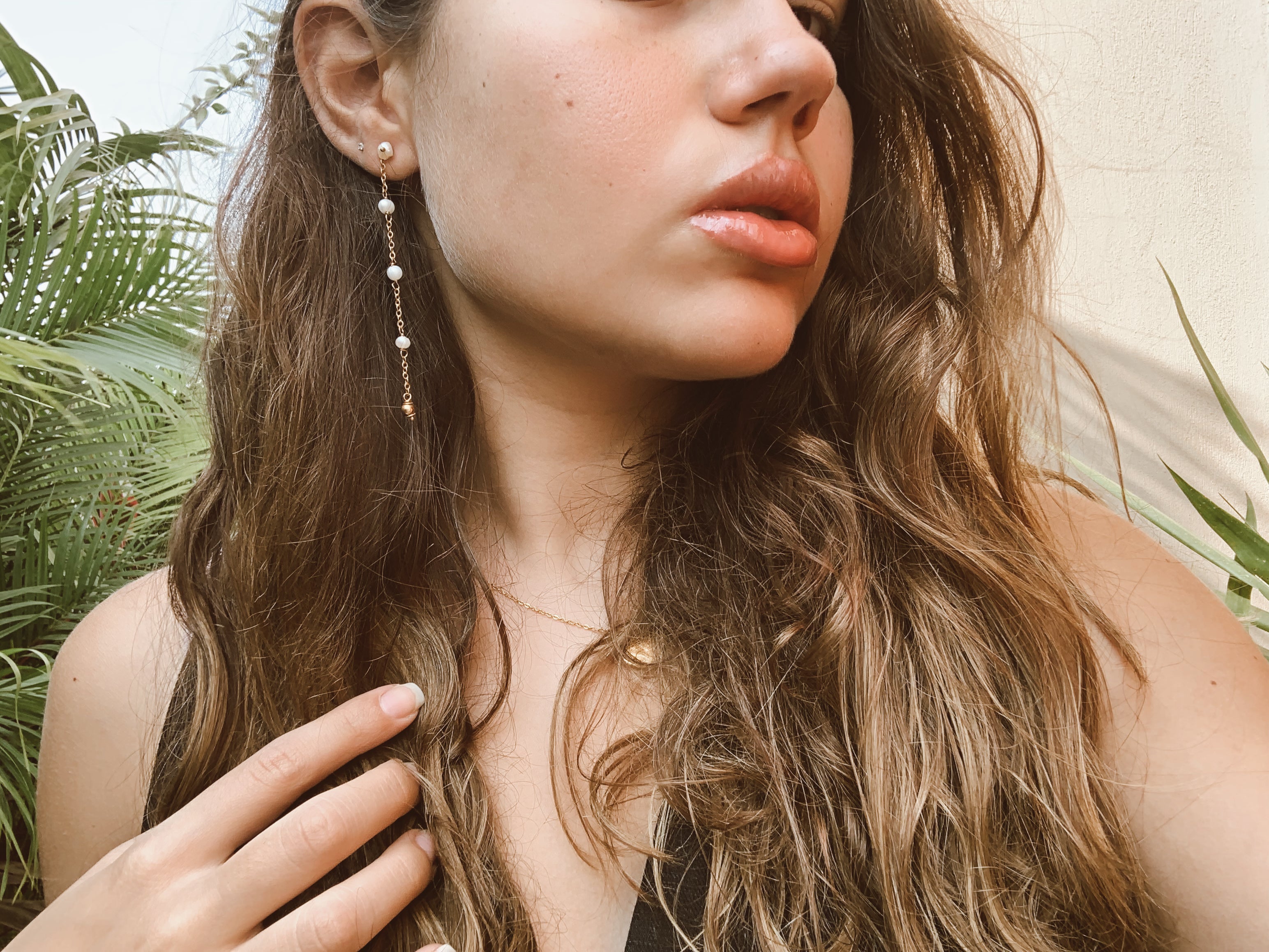 White Pearl Studs | Gold
