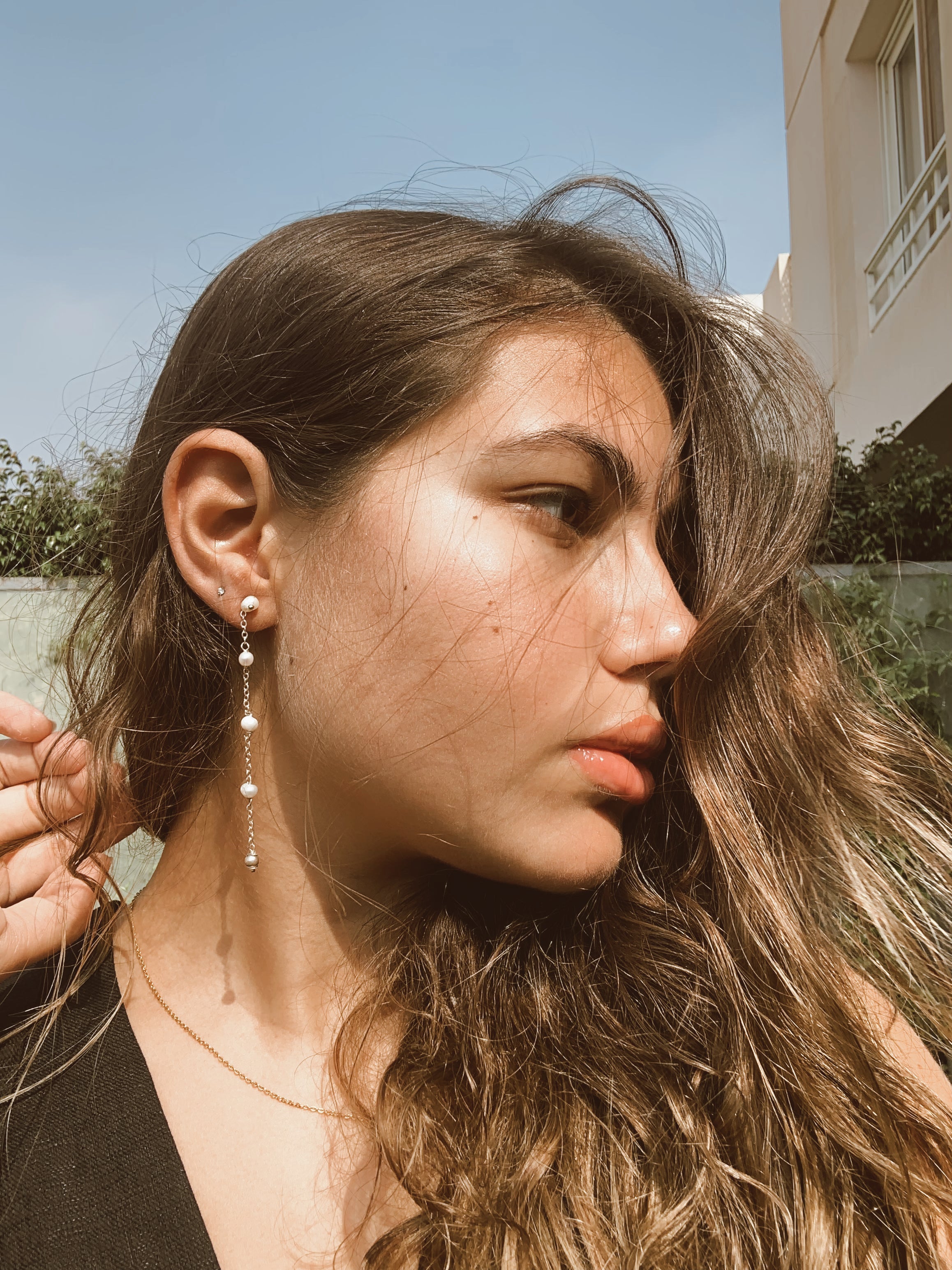 White Pearl Stud | Silver